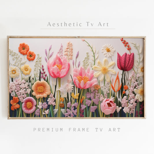 Embroidery Wildflowers Frame TV Art